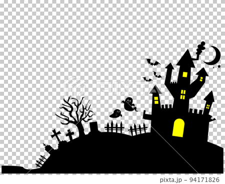 ハロウィンのメッセージカード　城　　ベクターイラスト 94171826