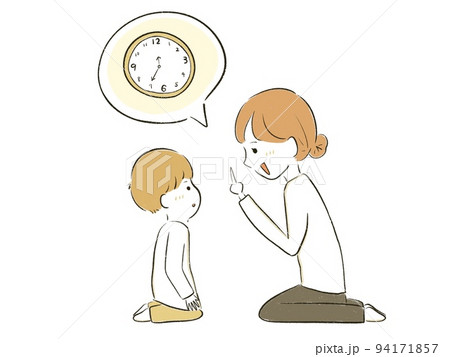子どもに時間とルールを教えるお母さん 94171857