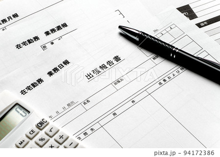 在宅勤務、リモート勤務の作業報告書など　ビジネスイメージ 94172386