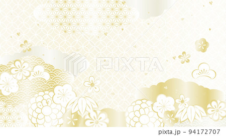 和風柄 優しい金色 イラスト背景 和風柄 優しい金色 イラスト背景 94172707
