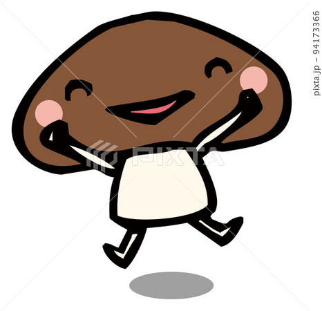喜んで飛び跳ねるキノコかわいいシイタケ 94173366