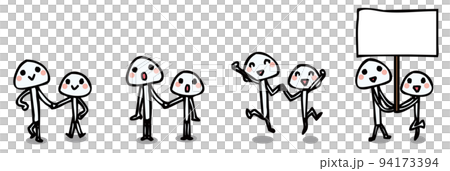 Mushrooms in various poses Cute Enoki mushroom 4-piece set 94173394