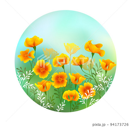Round picture with California poppy Round picture with California poppy 94173726