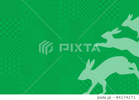 兎・卯・うさぎのシルエット入り和柄の背景イラストイメージ 94174271