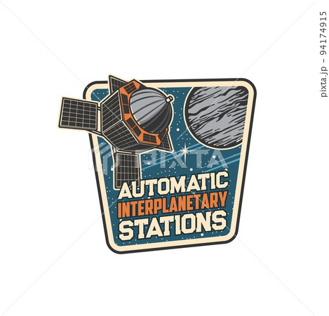 Automatic interplanetary station, space and planets explorer spacecraft vector icon. Telecommunication and broadcast orbital station or spaceship shuttle rocket on earth and moon planets orbit Automatic interplanetary station, space and planets explorer spacecraft vector icon. Telecommunication and broadcast orbital station or spaceship shuttle rocket on earth and moon planets orbit 94174915