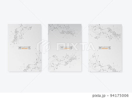 Modern vector templates for brochure, flyer, cover magazine. Molecule structure with connected dots and lines. Abstract communication background Modern vector templates for brochure, flyer, cover magazine. Molecule structure with connected dots and lines. Abstract communication background 94175006