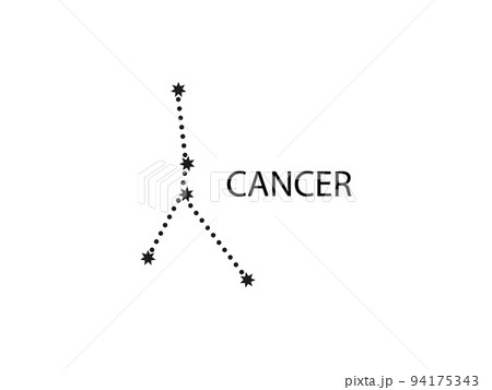 Cancer Zodiac Constellation. Sky map. Horoscope Symbol. Vector illustration of Astrological signs for calendar, horoscope isolated on a background Cancer Zodiac Constellation. Sky map. Horoscope Symbol. Vector illustration of Astrological signs for calendar, horoscope isolated on a background 94175343