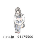 女子高生　水彩イラスト 94175500