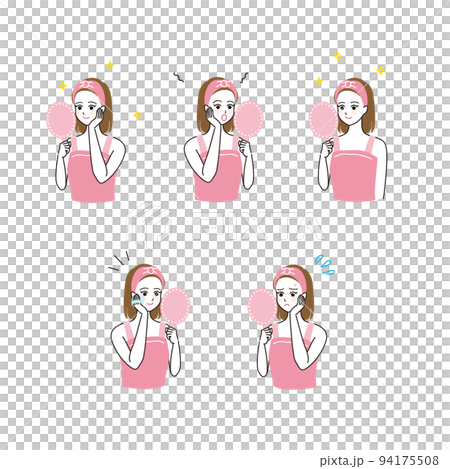 一組女性做皮膚護理的矢量插圖 94175508