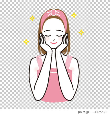 一個女人在做皮膚護理時被迷住的矢量圖 94175520