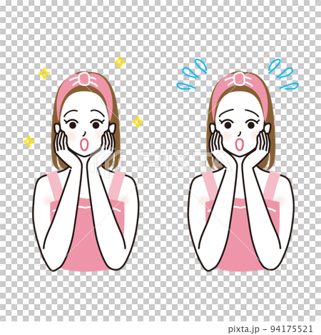 一組女性做皮膚護理的矢量插圖 94175521