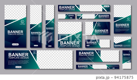 set of creative web banners of standard size with a place for photos. Modern template design. 94175875
