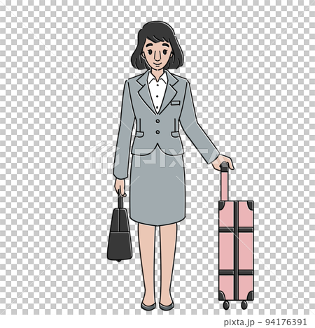 スーツ姿のインバウンド　笑顔のアジア人女性　マスクなし 94176391