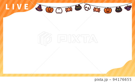 ハロウィンカラーのライブ配信用フレーム 94176655
