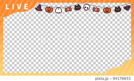 ハロウィンカラーのライブ配信用フレーム 94176655