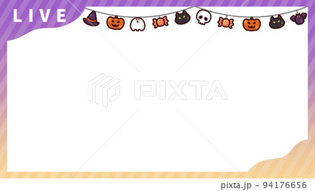 ハロウィンカラーのライブ配信用フレーム 94176656
