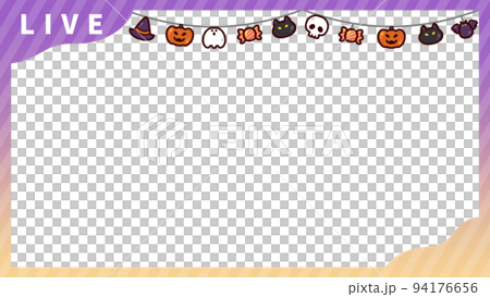 ハロウィンカラーのライブ配信用フレーム 94176656