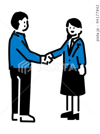 握手をする男女2人のシンプルなイラスト 94177842