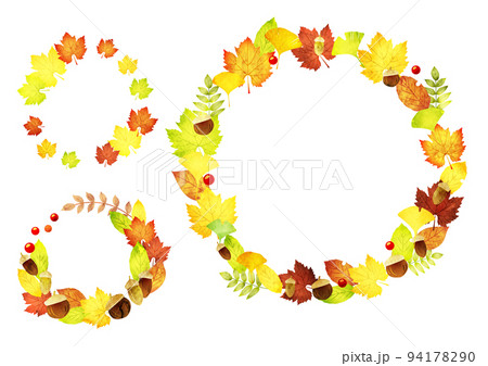 水彩風紅葉リースセット1 94178290
