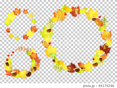 水彩風紅葉リースセット1 94178290