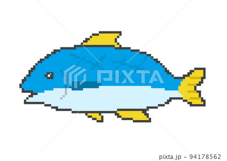 ドット絵の魚(青) 94178562