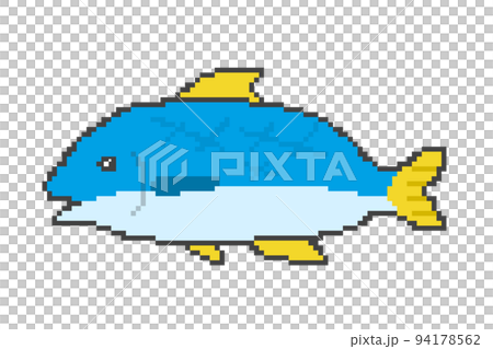 ドット絵の魚(青) 94178562