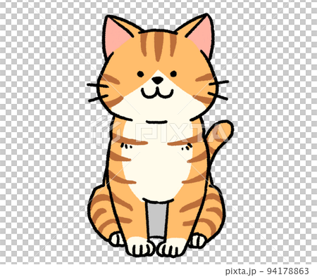 座っている茶トラ白猫のイラスト素材 [94178863] - PIXTA