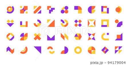 Modern geometric forms. Minimal basic abstract shapes swiss bauhaus style, primitive contemporary dynamic blocks. Vector collection Modern geometric forms. Minimal basic abstract shapes swiss bauhaus style, primitive contemporary dynamic blocks. Vector collection 94179004