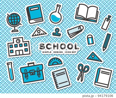 Sticker style cute school education and stationery icon vector illustration material / study / cram school 94179106