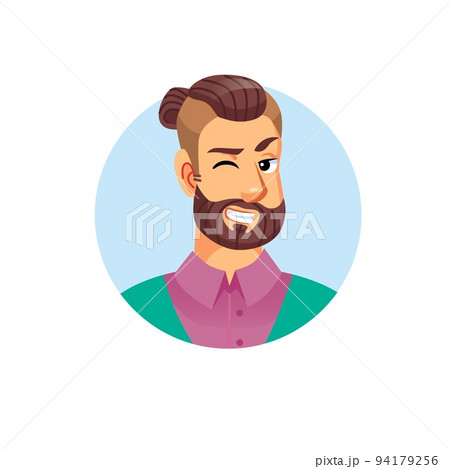 Flat cartoon hipster man avatar character,social media vector illustration concept 94179256