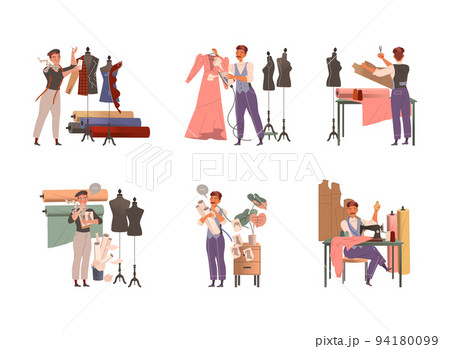 Man Fashion Designer or Tailor with Measuring...のイラスト素材 [94180099] - PIXTA