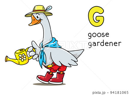 Goose gardener. Alphabet G. Profession animals ABC Goose gardener. Alphabet G. Profession animals ABC 94181065