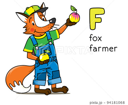 Fox farmer. Animals and profession ABC. Alphabet F Fox farmer. Animals and profession ABC. Alphabet F 94181068
