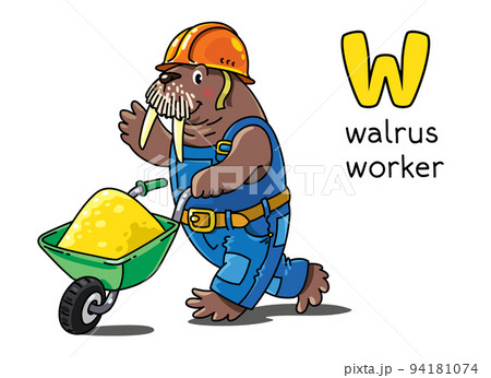 Walrus worker. Alphabet W. Animals professions ABC Walrus worker. Alphabet W. Animals professions ABC 94181074