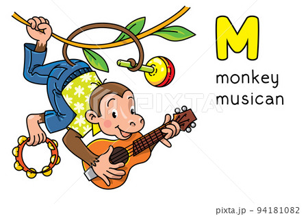 Monkey musician Animals profession ABC. Alphabet M 94181082