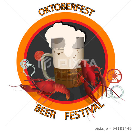 Label illustration with beer mug and crayfish. Vector. Label illustration with beer mug and crayfish. Vector. 94181449