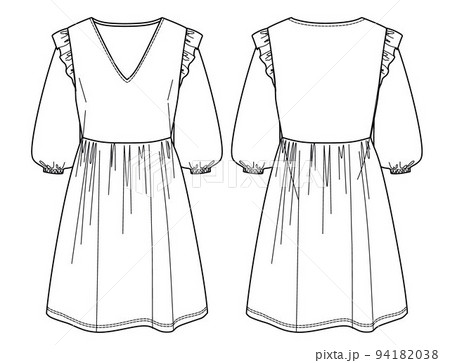 Vector summer dress technical drawing woman v  Stock Illustration  93116884  PIXTA