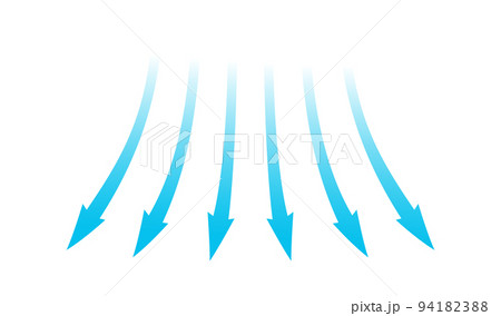 Air flow. Blue arrows showing direction of air movement. Wind direction arrows. Blue cold fresh stream from the conditioner. Vector illustration isolated on white background Air flow. Blue arrows showing direction of air movement. Wind direction arrows. Blue cold fresh stream from the conditioner. Vector illustration isolated on white background 94182388
