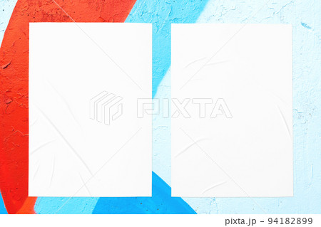 colorful urban wall texture with two wrinkled glued poster templates colorful urban wall texture with two wrinkled glued poster templates 94182899