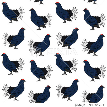 Vector seamless pattern of hand drawn grouse bird 94184701