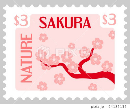 Sakura cherry tree blossom, Japanese postmark Sakura cherry tree blossom, Japanese postmark 94185155