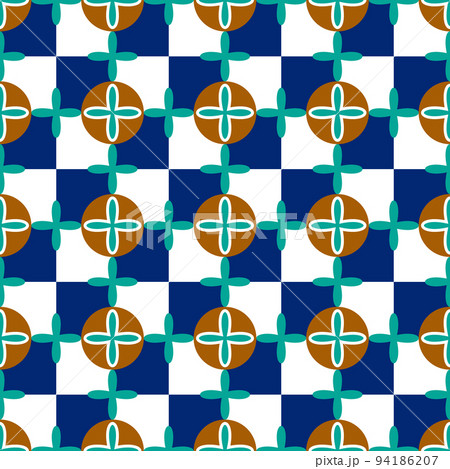 Talavera pattern. Azulejos portugal. Turkish ornament. Moroccan tile mosaic. Spanish porcelain. Ceramic tableware, folk print. Spanish pottery. Ethnic background. Mediterranean seamless wallpaper. 94186207