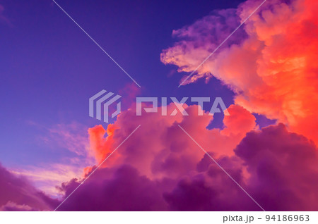Amazing colorful clouds in purple sky. Amazing colorful clouds in purple sky. 94186963