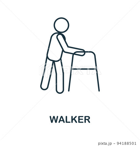 Walker icon. Simple element from medical services collection. Filled monochrome Walker icon for templates, infographics and banners 94188501