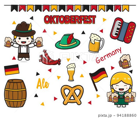 Set collection of cute oktoberfest celebration cartoon icon clip art illustration 94188860