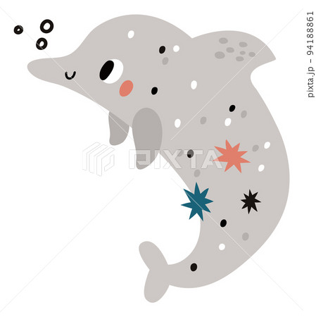 Cute dolphin kid print. Sea water animal 94188861