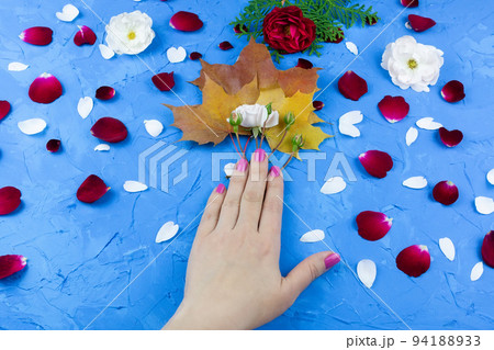 beauty hands with makeup flowers beauty hands with makeup flowers 94188933