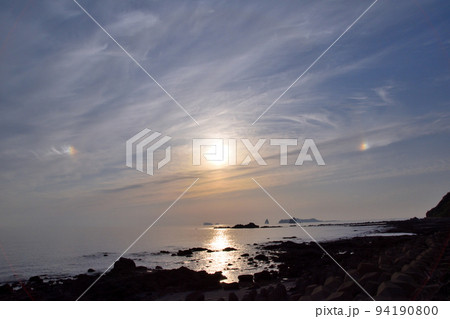 幻日、ローウィッツアーク、五島灘、角力灘、大角力の夕景 幻日、ローウィッツアーク、五島灘、角力灘、大角力の夕景 94190800