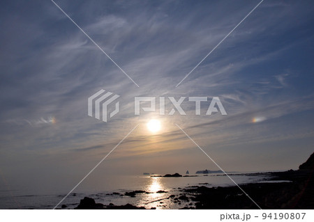 幻日、ローウィッツアーク、五島灘、角力灘、大角力の夕景 94190807