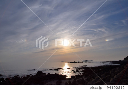 幻日、ローウィッツアーク、五島灘、角力灘、大角力の夕景 幻日、ローウィッツアーク、五島灘、角力灘、大角力の夕景 94190812